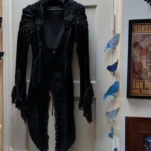 Black Velveteen & Lace Topcoat & Tails Costume